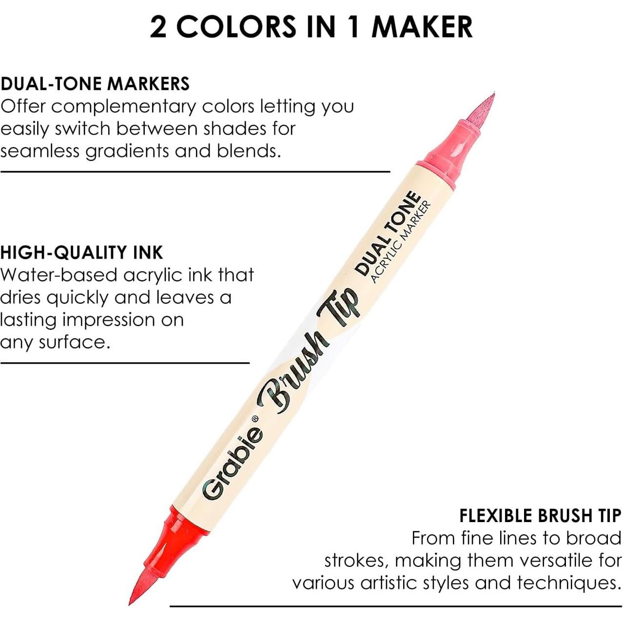 Set de Marcadores Acrílicos Grabie 36 Colores Doble Punta