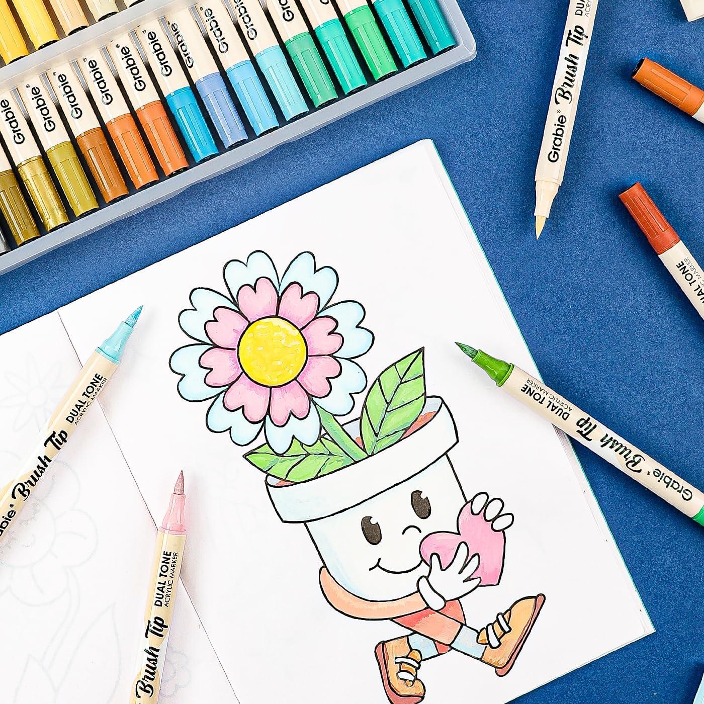 Set de Marcadores Acrílicos Grabie 36 Colores Doble Punta