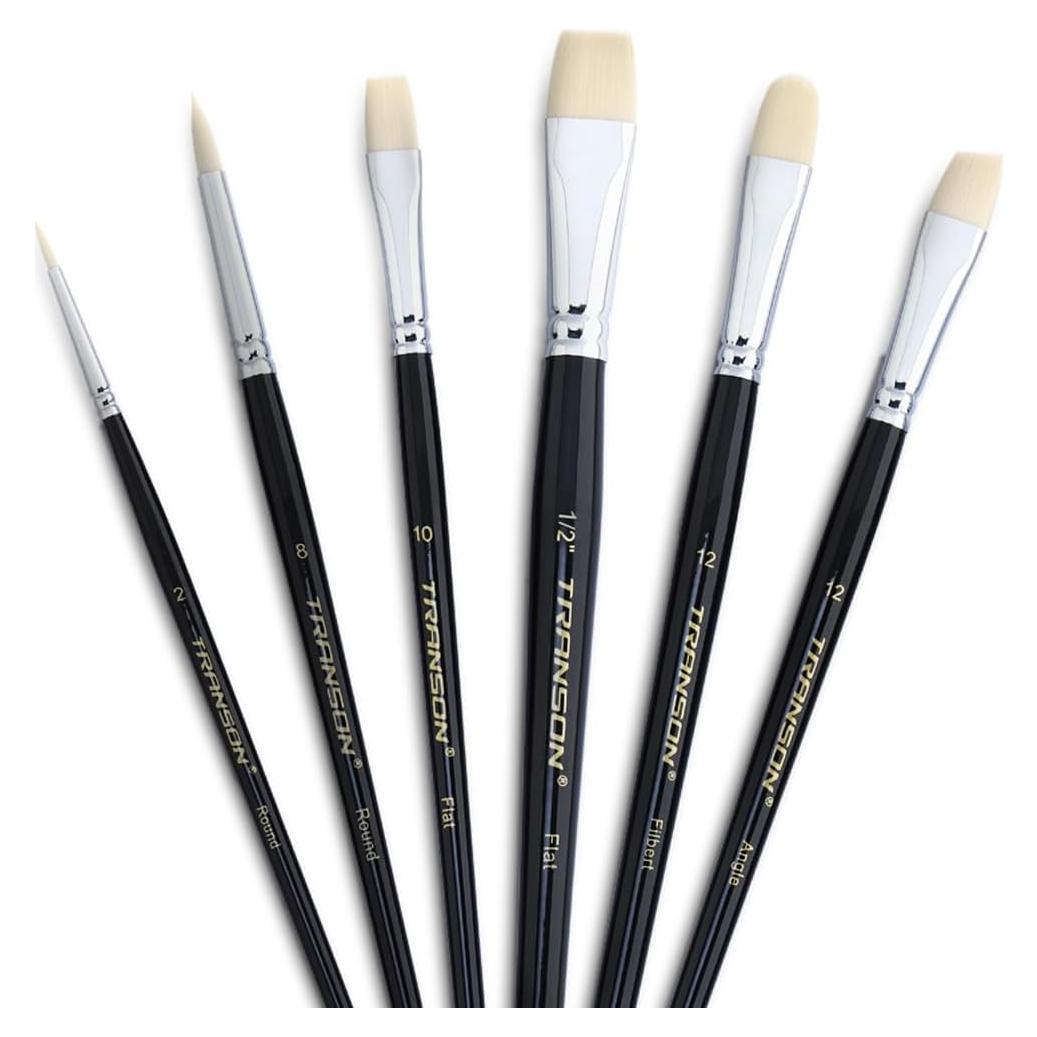 Juego de Pinceles Transon 6 Piezas Nylon para Acrílico y Acuarela
