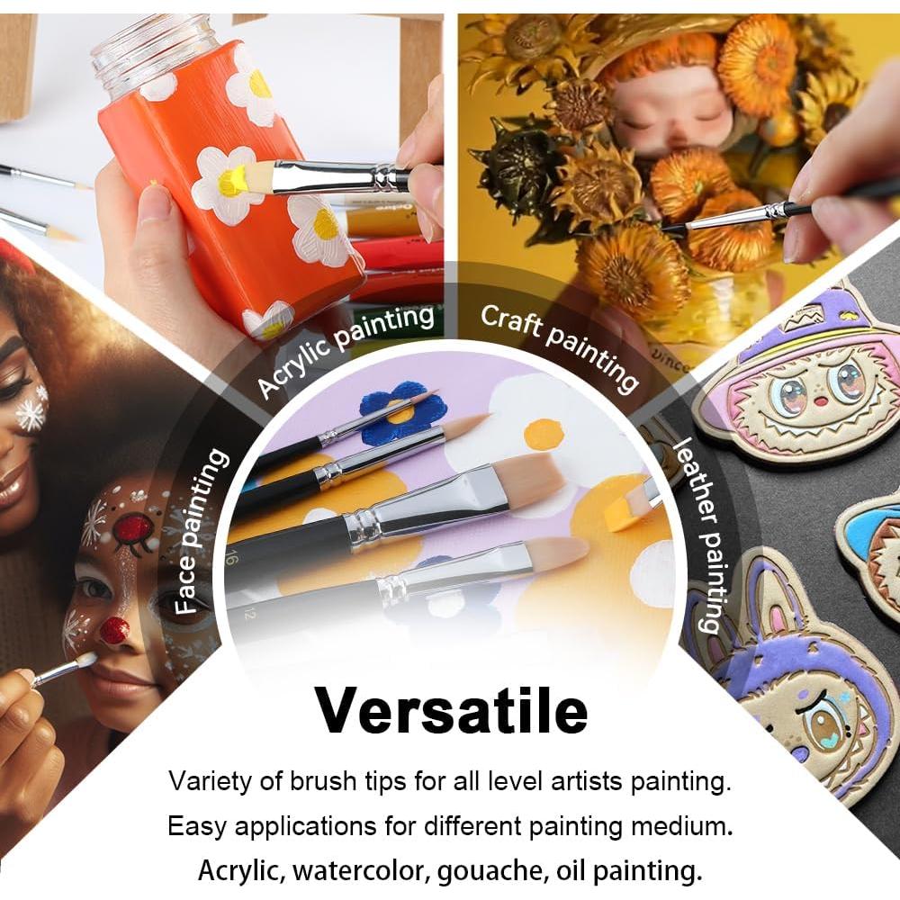 Juego de Pinceles Transon 6 Piezas Nylon para Acrílico y Acuarela