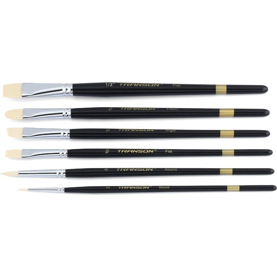 Juego de Pinceles Transon 6 Piezas Nylon para Acrílico y Acuarela