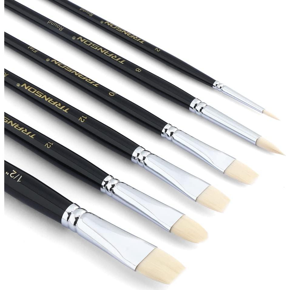 Juego de Pinceles Transon 6 Piezas Nylon para Acrílico y Acuarela