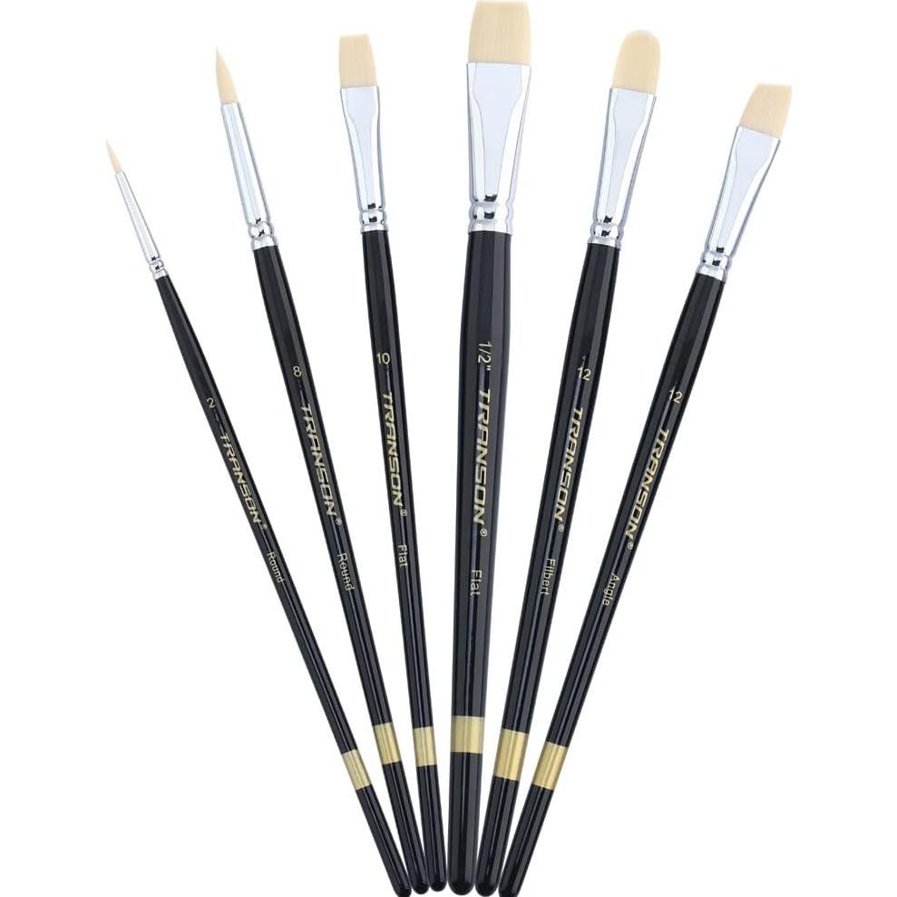Juego de Pinceles Transon 6 Piezas Nylon para Acrílico y Acuarela
