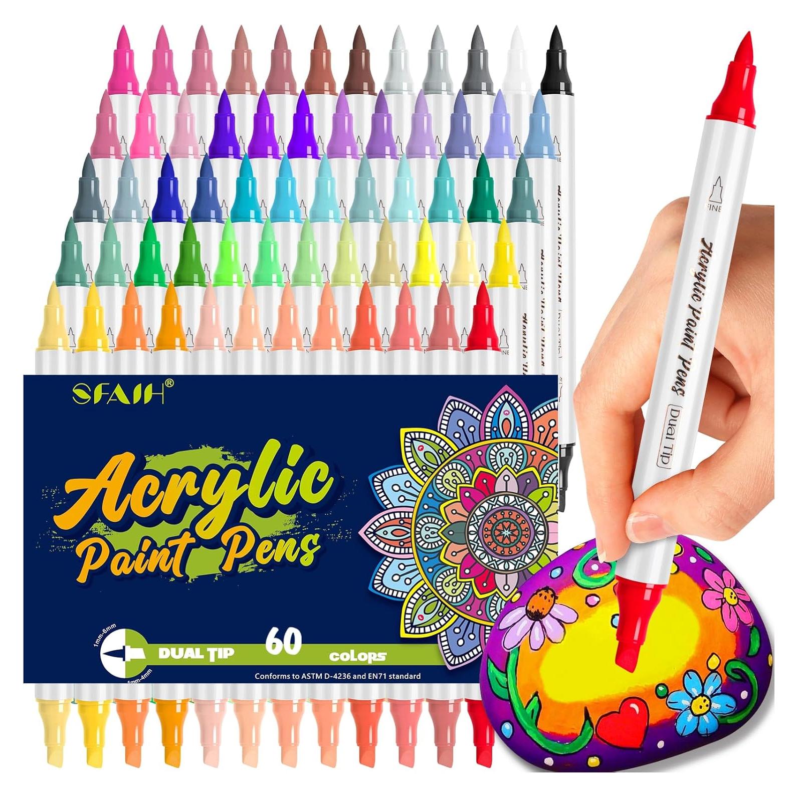 Marcadores de Pintura Acrílica SFAIH 60 Colores Doble Punta