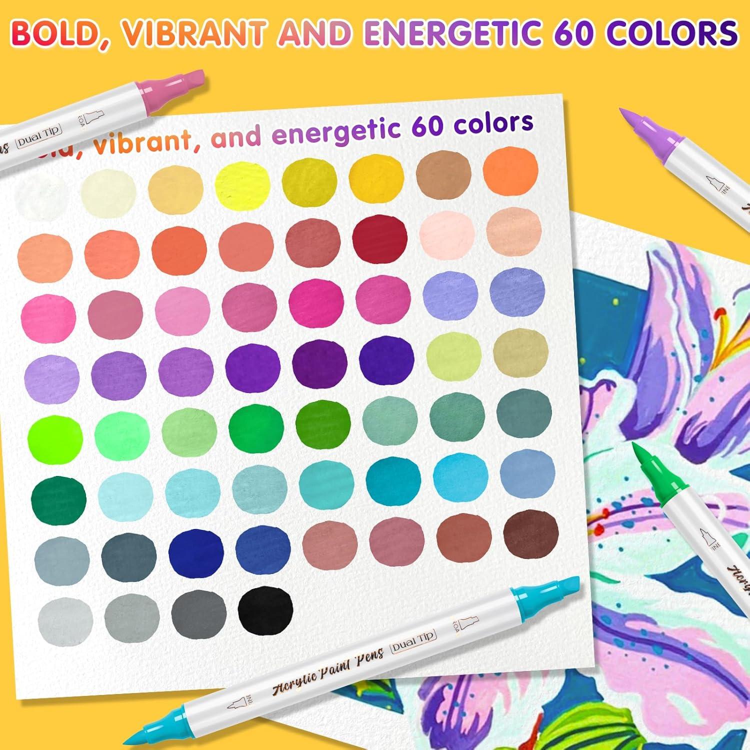 Marcadores de Pintura Acrílica SFAIH 60 Colores Doble Punta