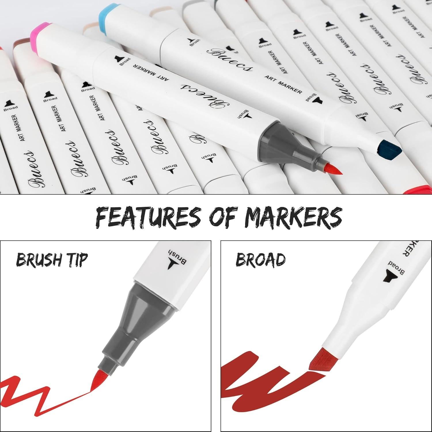 Marcadores de Alcohol Buecs Doble Punta 80 Colores Multicolor