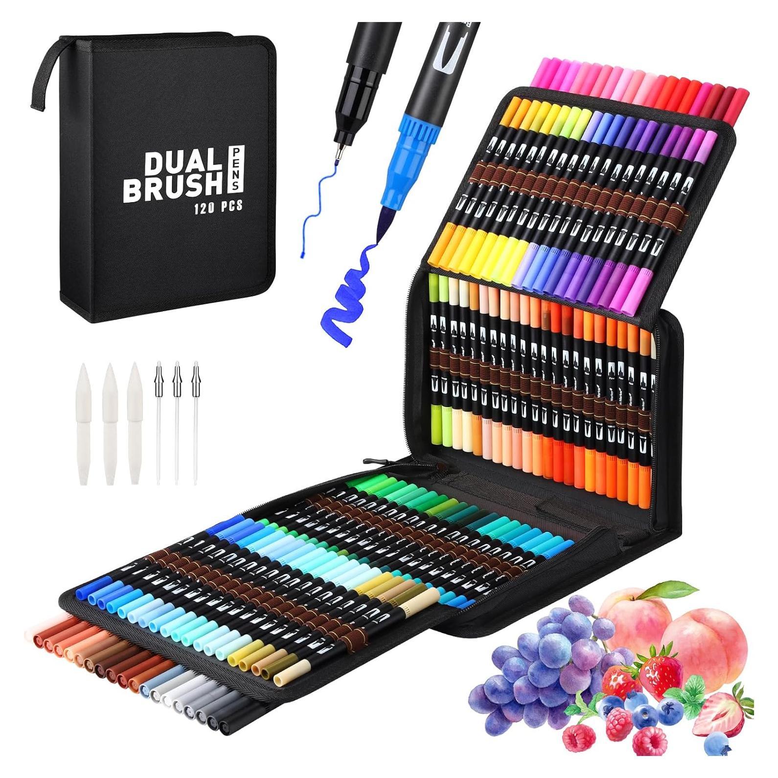 Set de 120 Marcadores Acuarelables Mzh Art Doble Punta