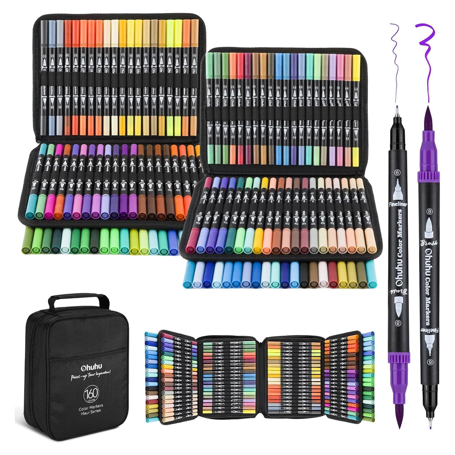 Marcadores Ohuhu Doble Punta 160 Colores a Base de Agua