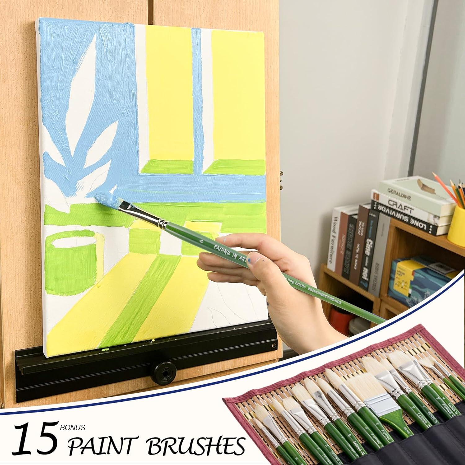 Juego de Pinceles Profesionales Falling in Art 15PCS Cerda Natural