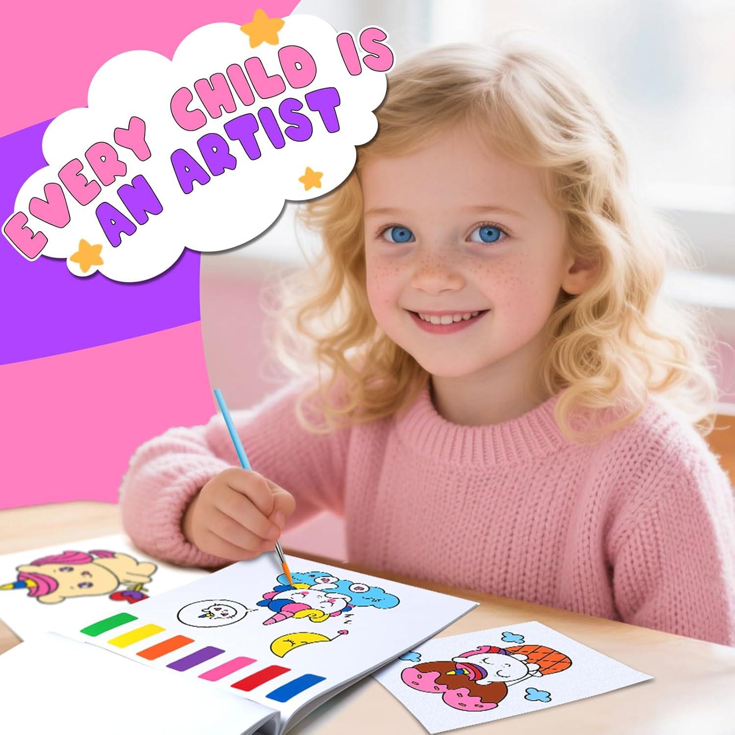 Libro de Pintura Acuarela Fenmay Unicornio con 2 Pinceles