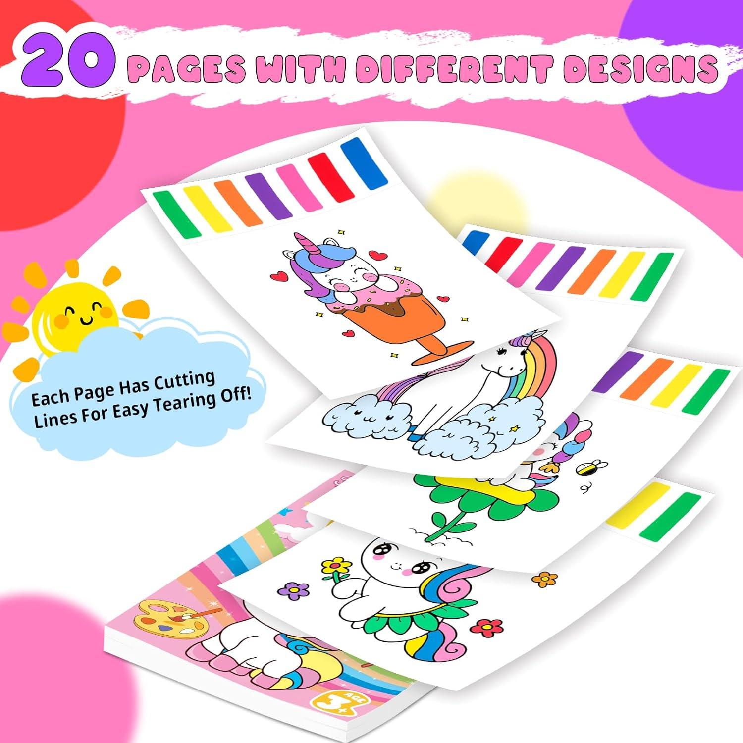 Libro de Pintura Acuarela Fenmay Unicornio con 2 Pinceles