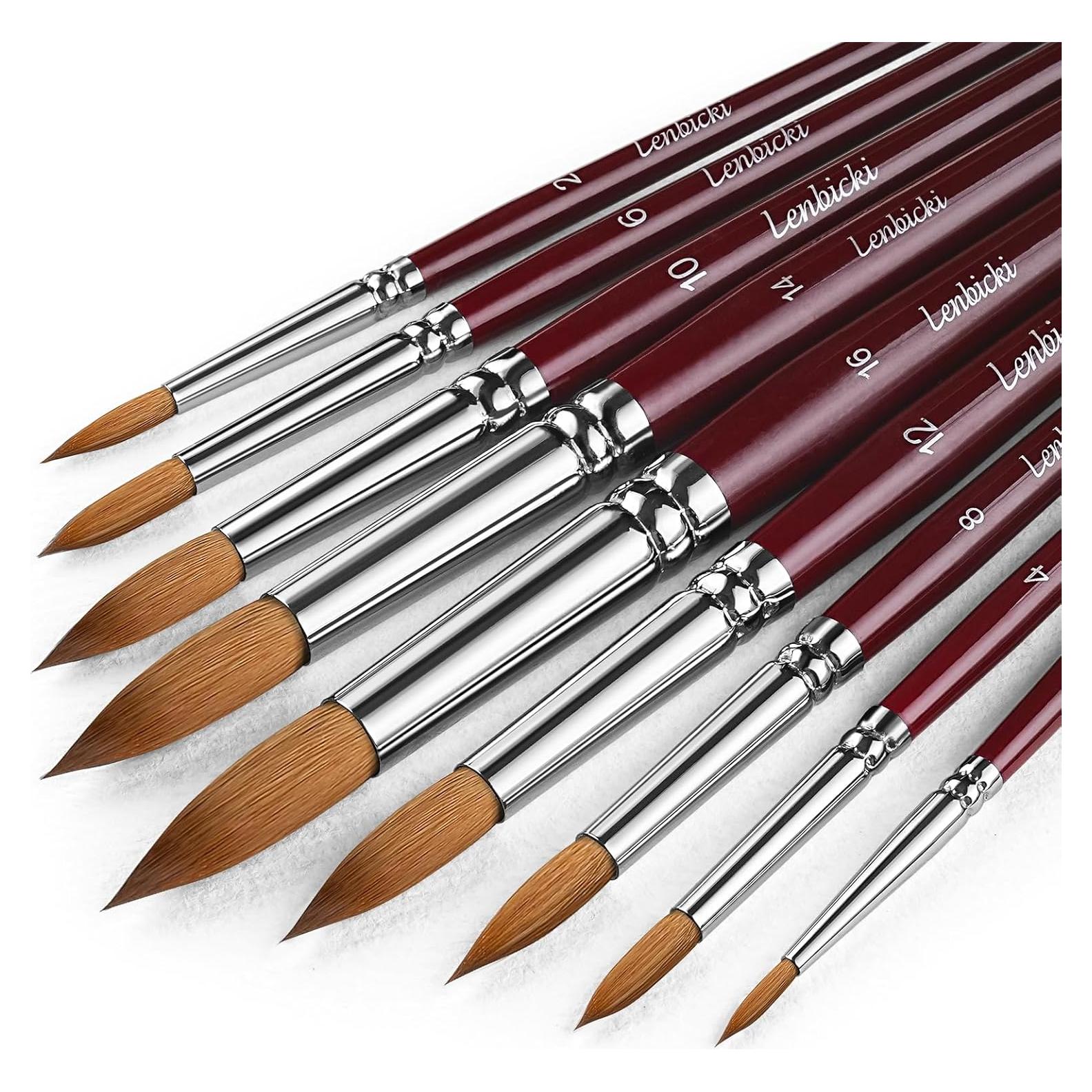 Set de 9 Pinceles de Acuarela Lenbicki - Pelo de Sable Profesional