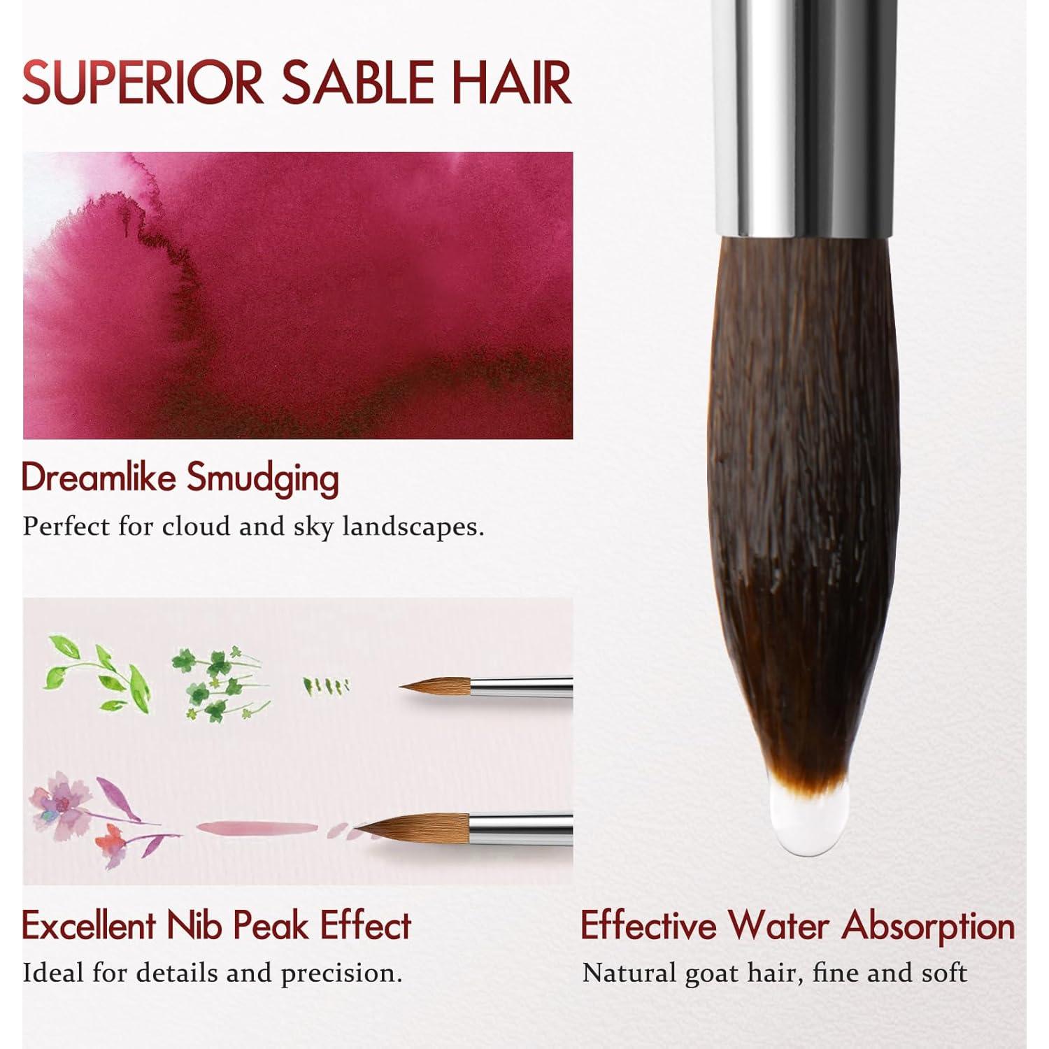 Set de 9 Pinceles de Acuarela Lenbicki - Pelo de Sable Profesional