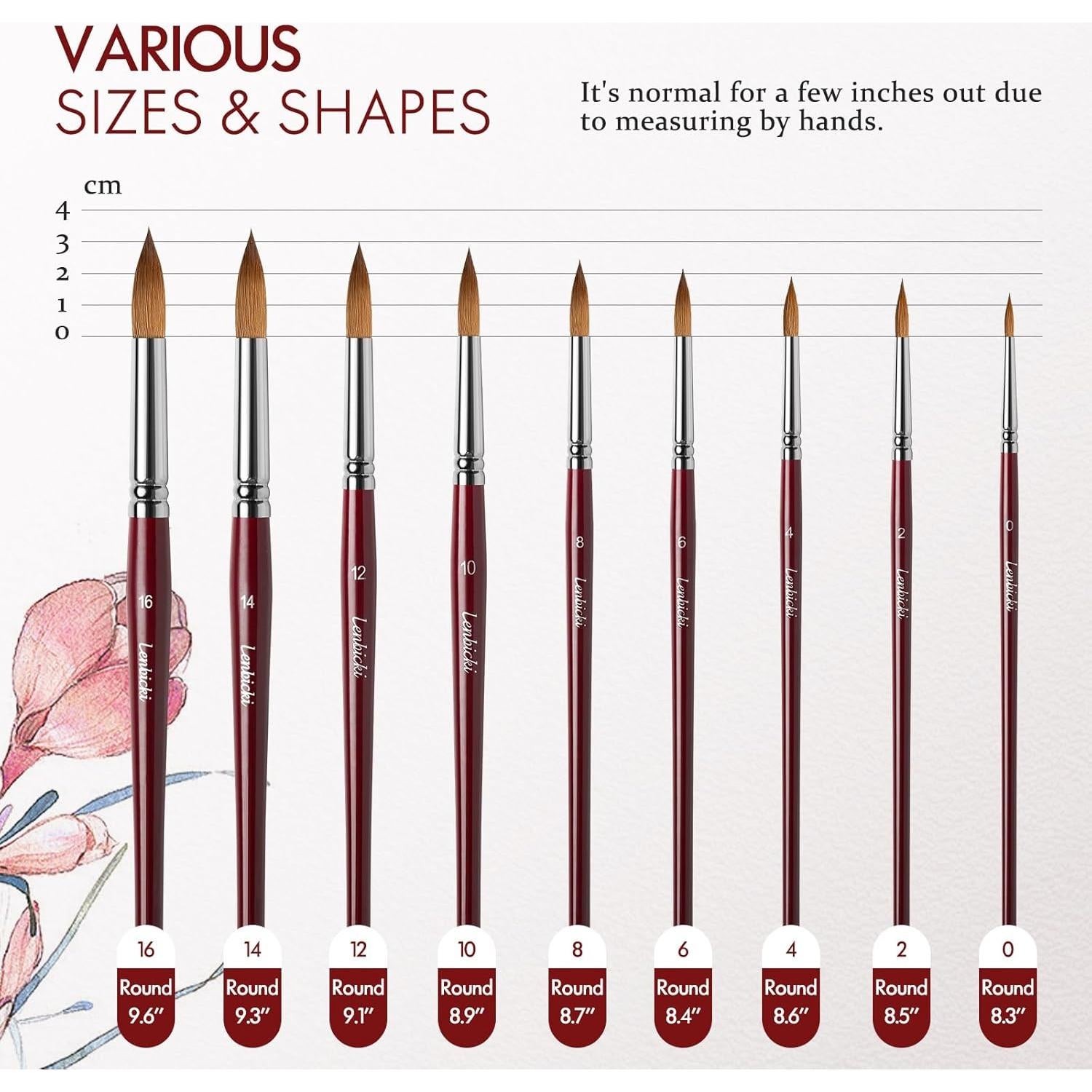 Set de 9 Pinceles de Acuarela Lenbicki - Pelo de Sable Profesional