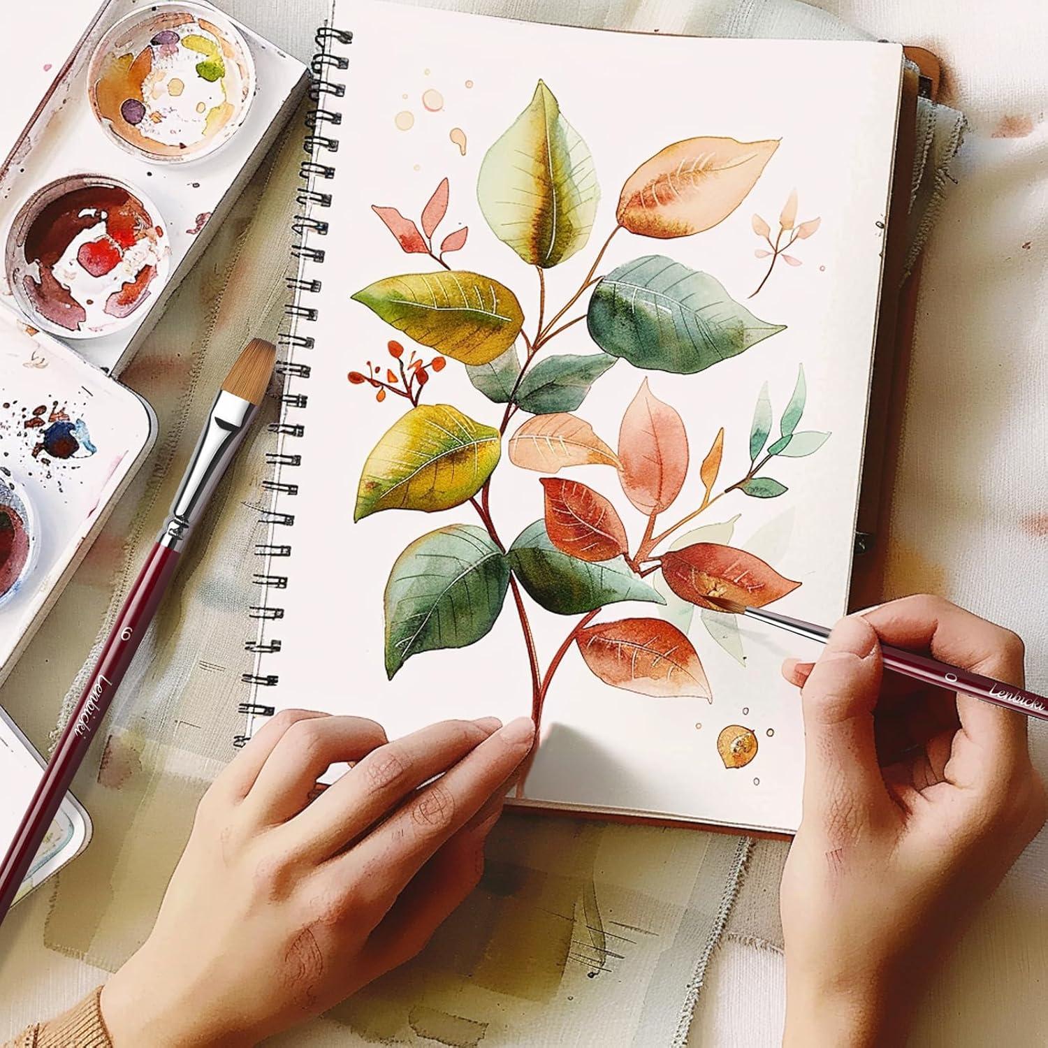 Set de 9 Pinceles de Acuarela Lenbicki - Pelo de Sable Profesional