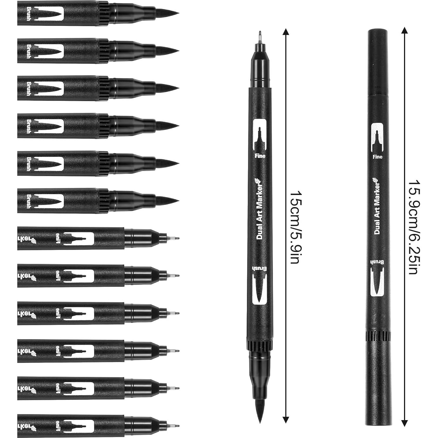 Paquete de 12 Marcadores de Dibujo Qianyu Punta Fina Negra