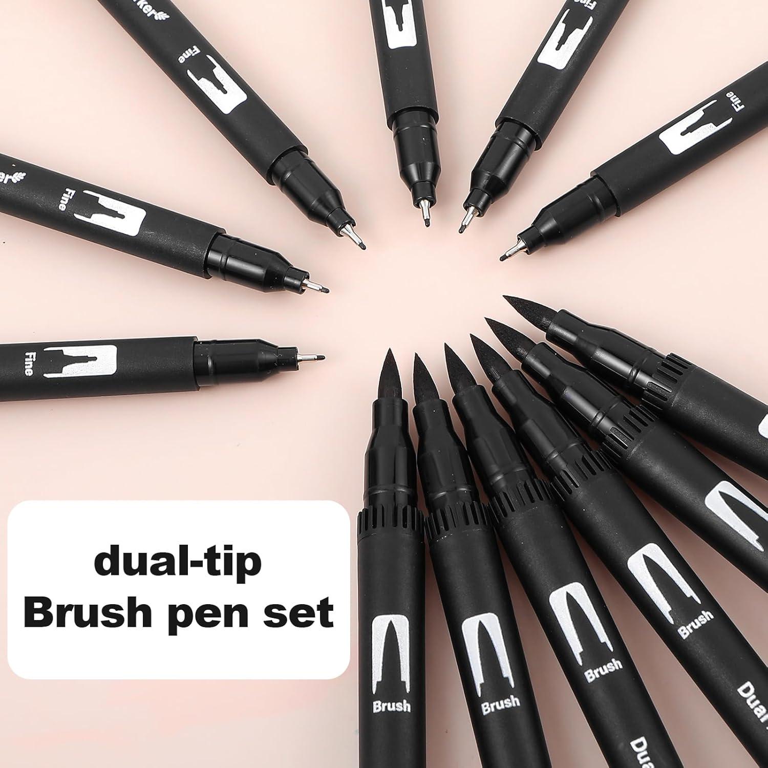 Paquete de 12 Marcadores de Dibujo Qianyu Punta Fina Negra