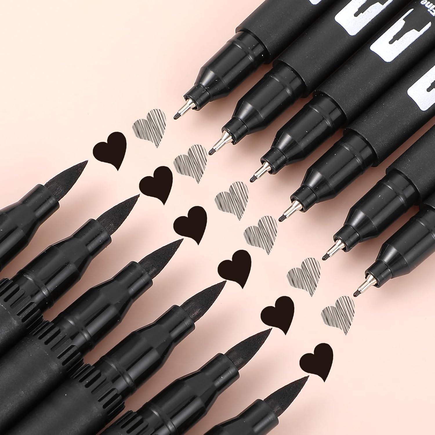 Paquete de 12 Marcadores de Dibujo Qianyu Punta Fina Negra