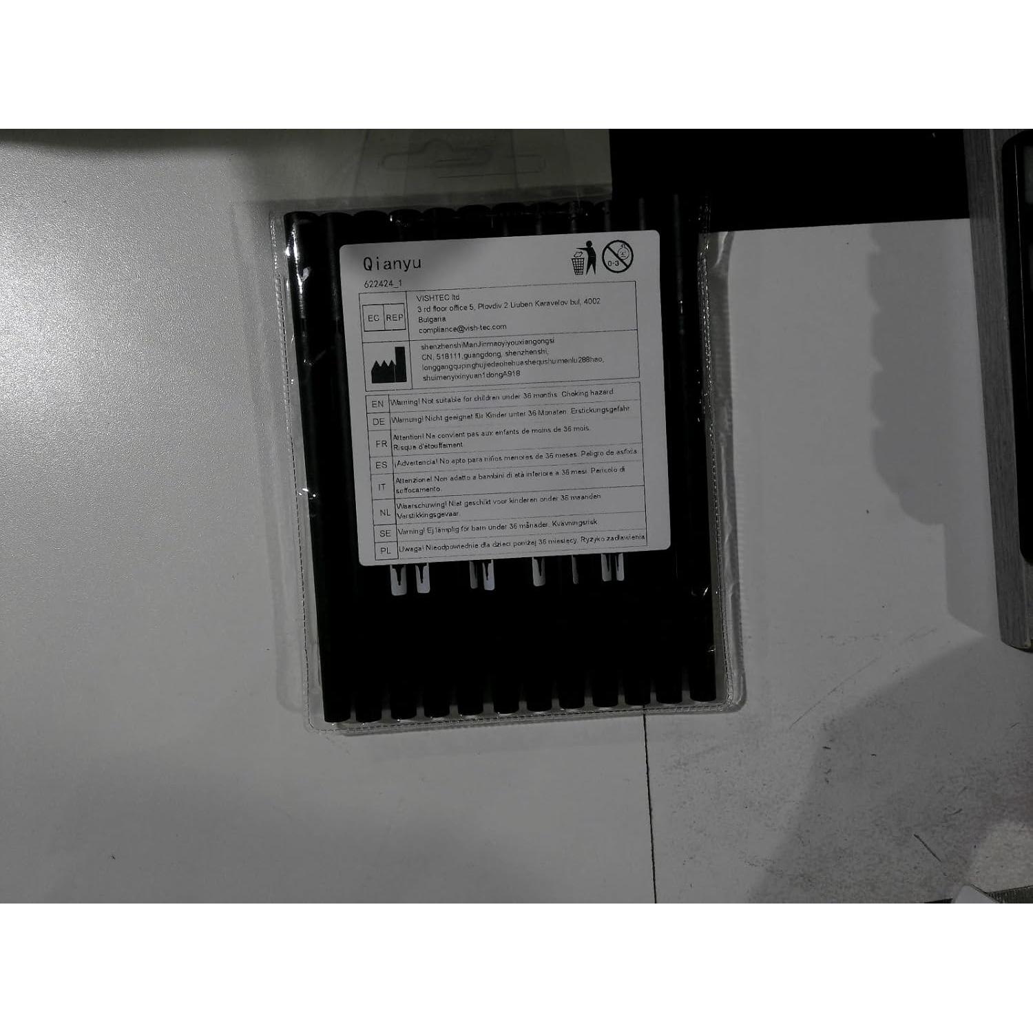 Paquete de 12 Marcadores de Dibujo Qianyu Punta Fina Negra