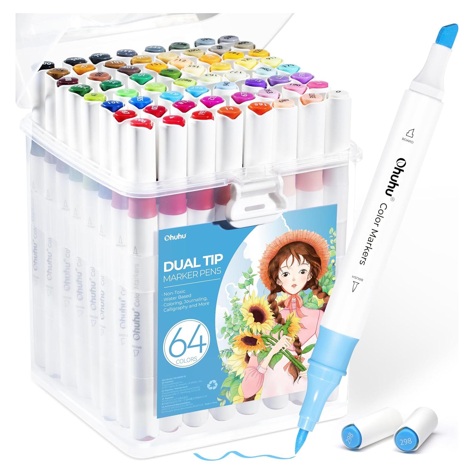 Marcadores Ohuhu Doble Punta 64 Colores a Base de Agua