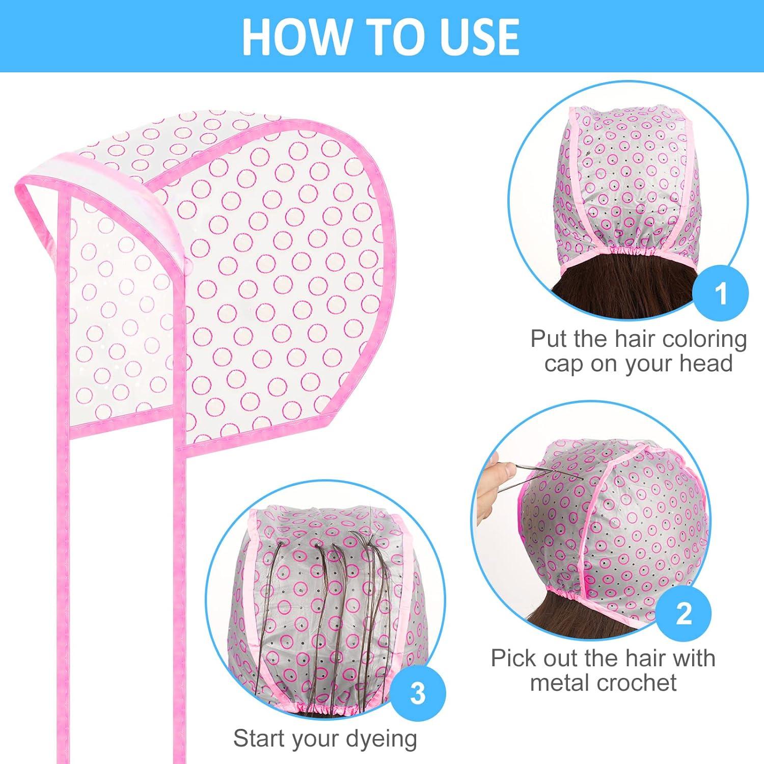 Kit de Coloración de Cabello Boao Rosa - 3 Gorras, 3 Brochas, Guantes