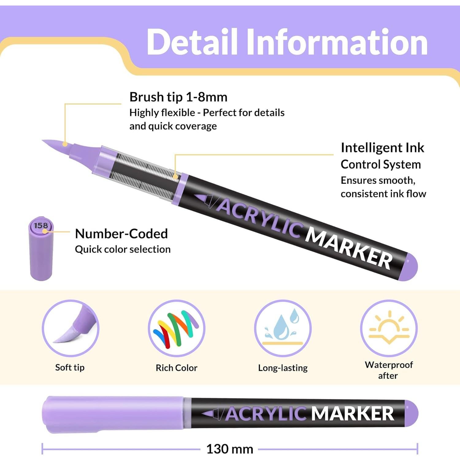 Marcadores de Pintura Acrílica SUNEE 18 Colores Punta de Pincel