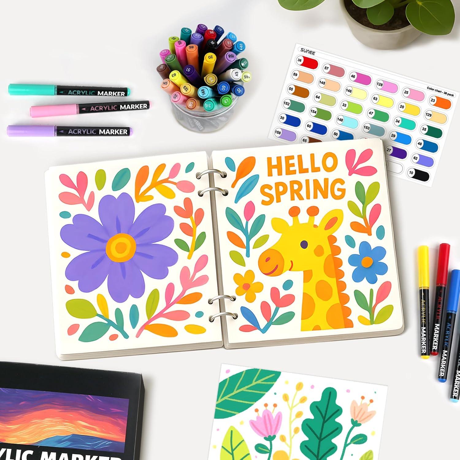 Marcadores de Pintura Acrílica SUNEE 18 Colores Punta de Pincel