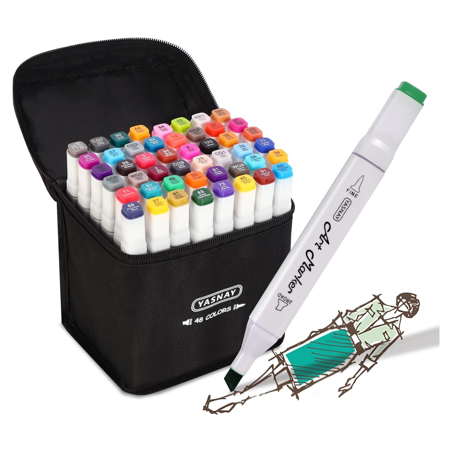 Marcadores de Alcohol YASNAY 48 Colores Doble Punta 0.5mm