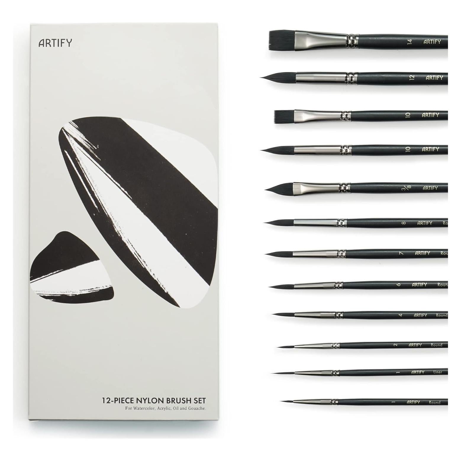 Juego de Pinceles de Acuarela ARTIFY 12 Piezas Nylon