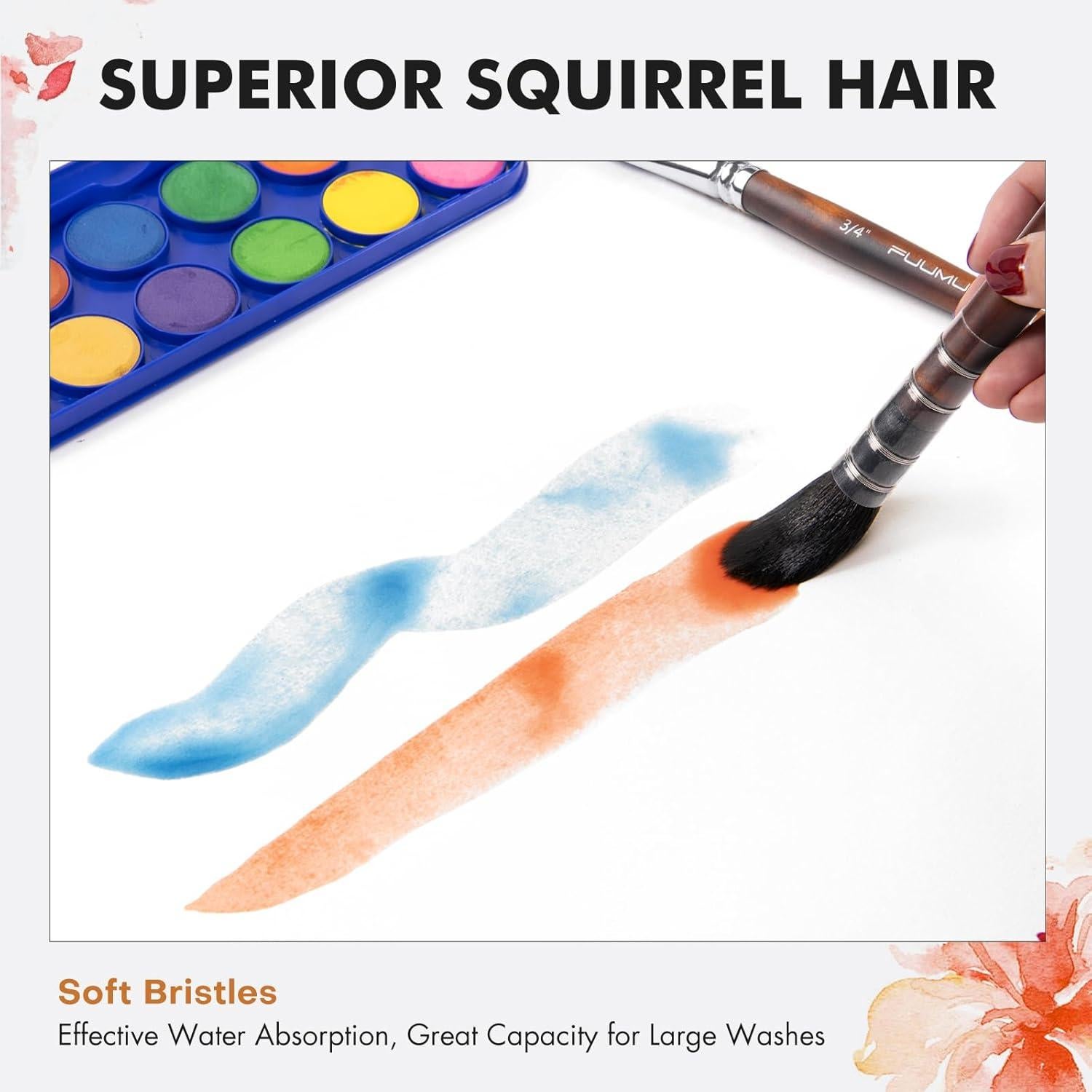 Juego de Pinceles de Acuarela Fuumuui 9 Piezas con Cerdas de Sable