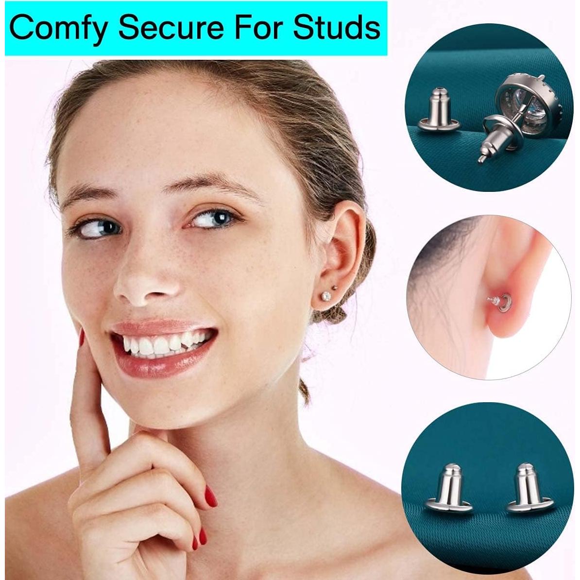 Cierres de Aretes Catinee Oro Blanco 14k Hipoalergénicos 6pcs