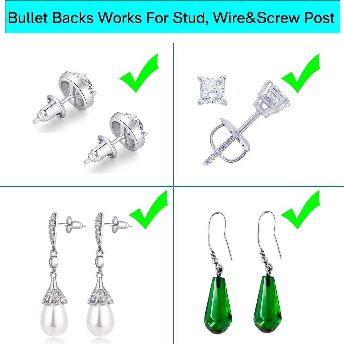 Cierres de Aretes Catinee Oro Blanco 14k Hipoalergénicos 6pcs