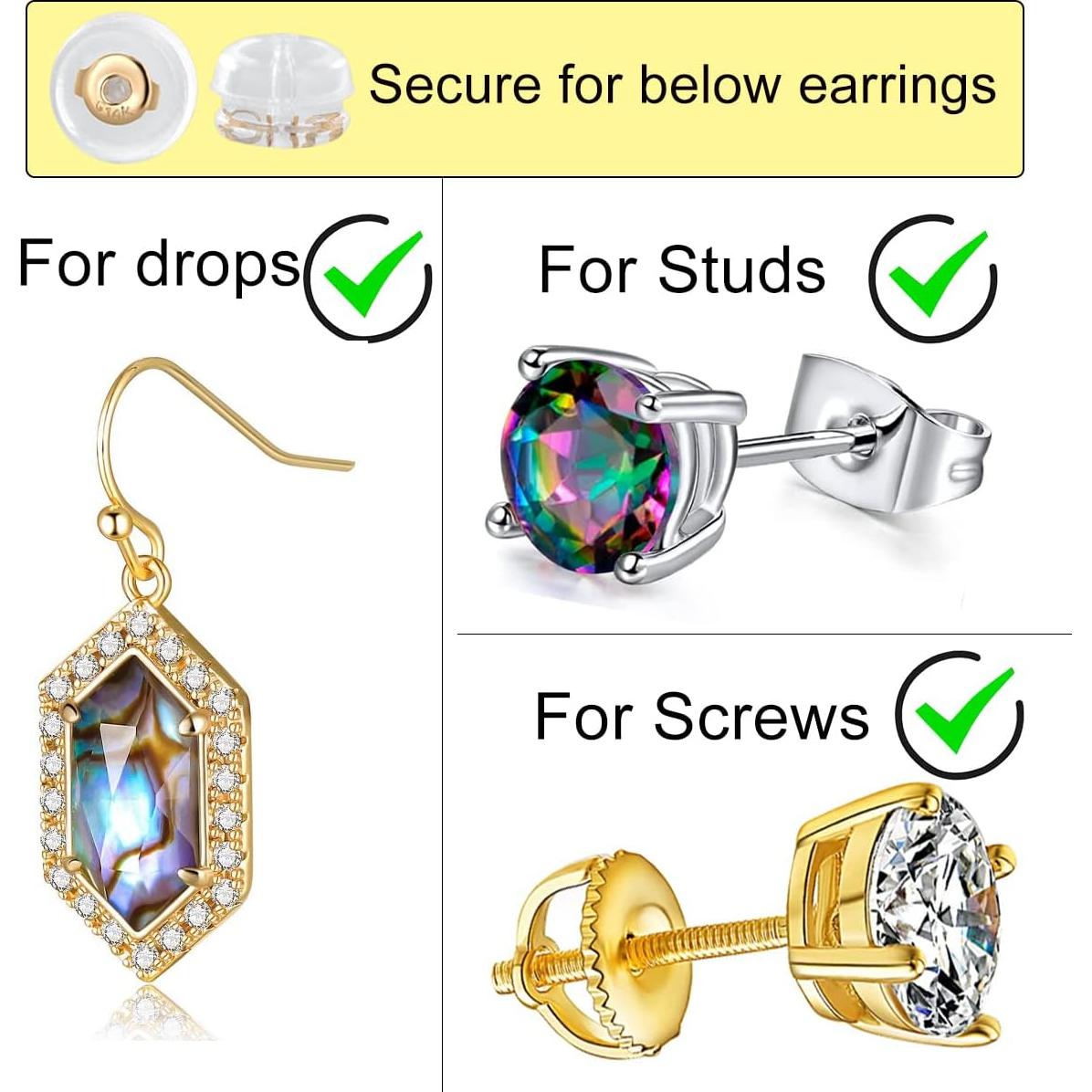 Respaldos de Aretes de Silicona Oro 14K VOLUKA - 1 Par