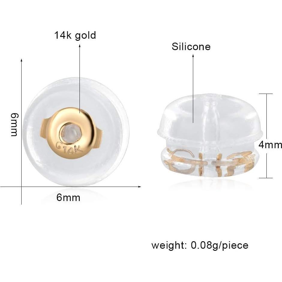 Respaldos de Aretes de Silicona Oro 14K VOLUKA - 1 Par