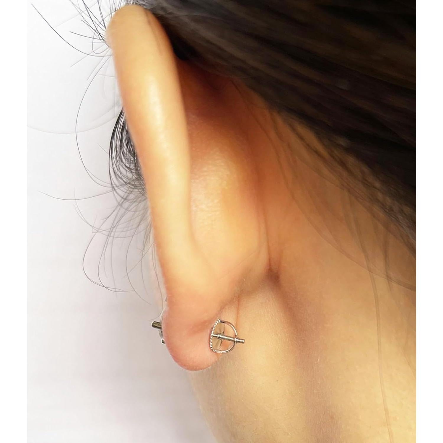 2 Pares de Respaldos de Tornillo DELECO Oro Blanco 18K 0.8mm