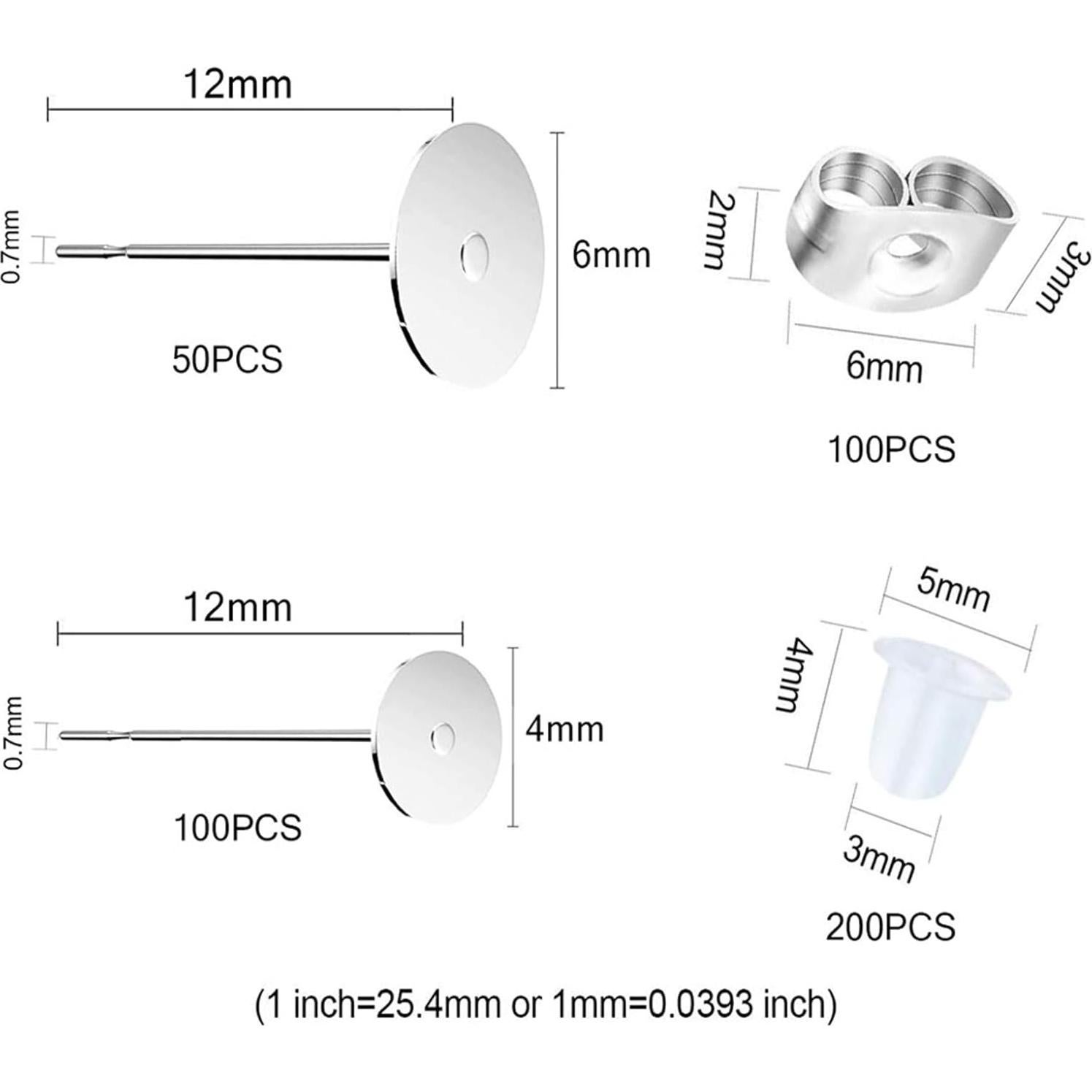 450 Piezas Aretes de Acero Inoxidable Huucky Plata DIY