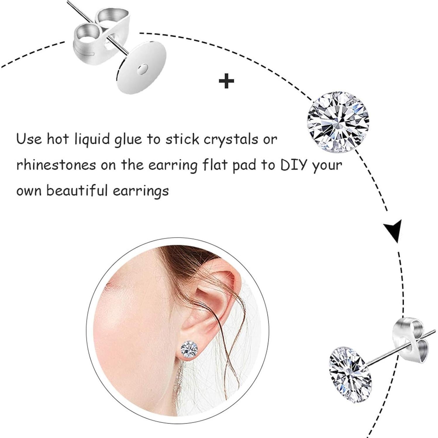 450 Piezas Aretes de Acero Inoxidable Huucky Plata DIY