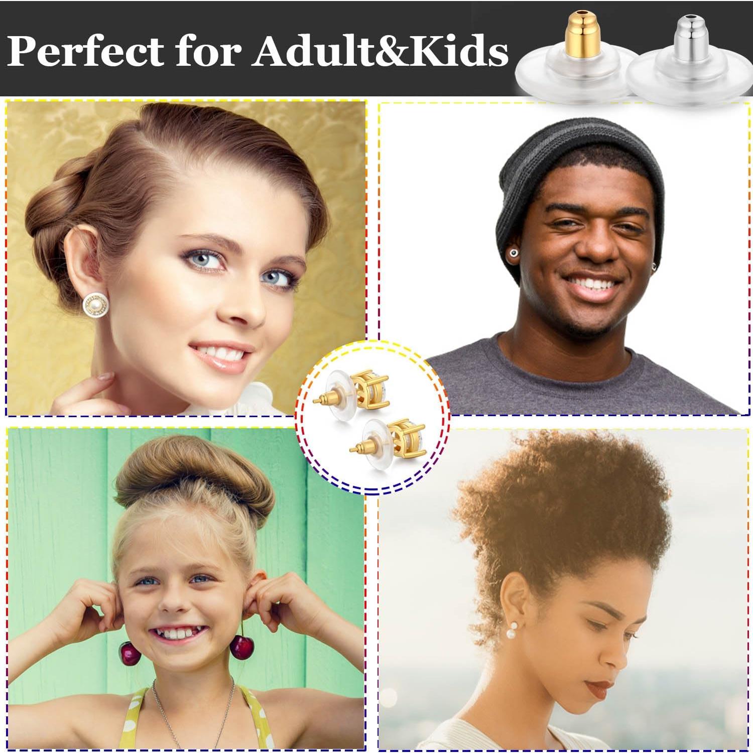 3 Pares Sujetadores Pendientes Pesados Moconar Plata 925 Oro 18K