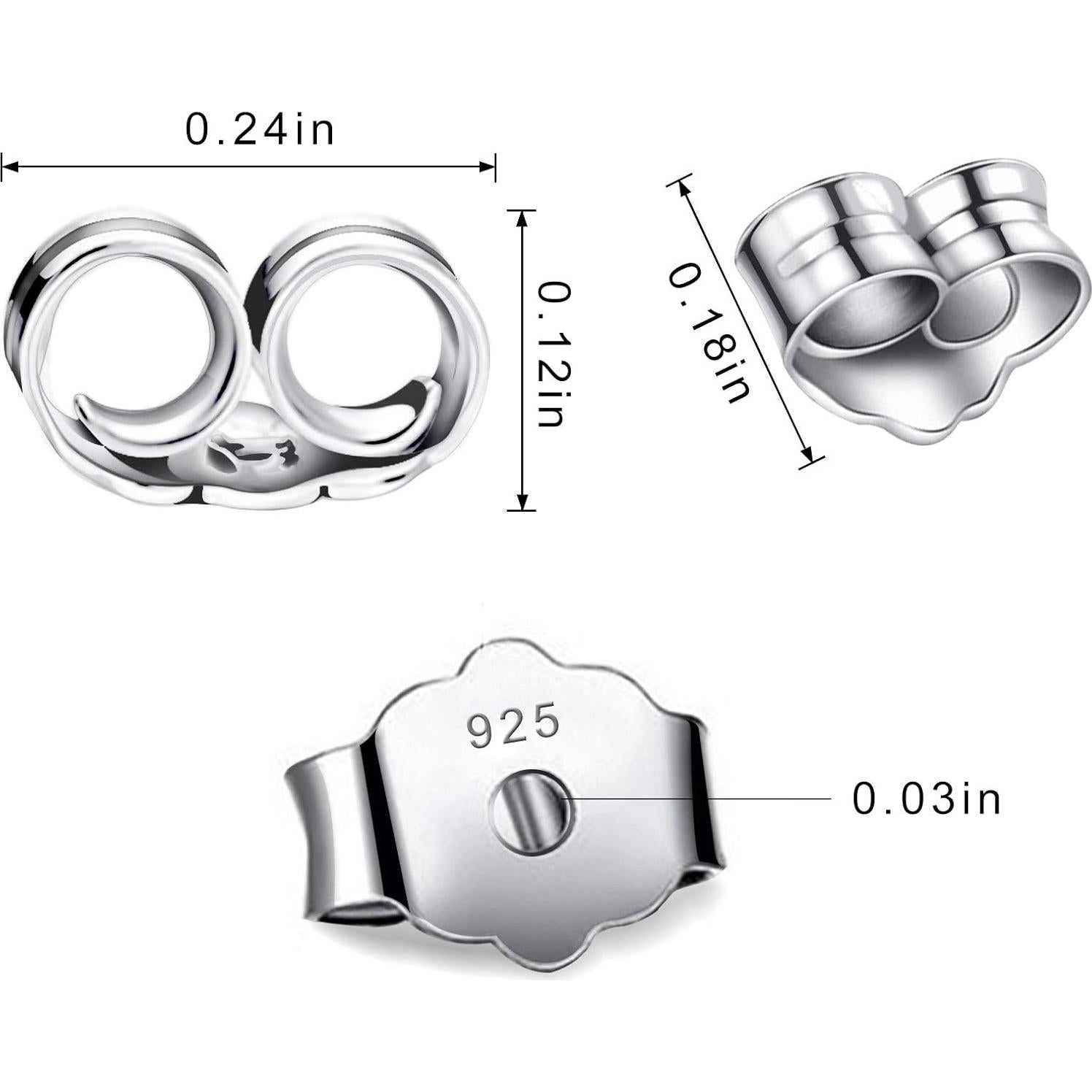 30 Piezas Respaldos de Aretes Hipoalergénicos Ubrand Plata 6x4.5mm