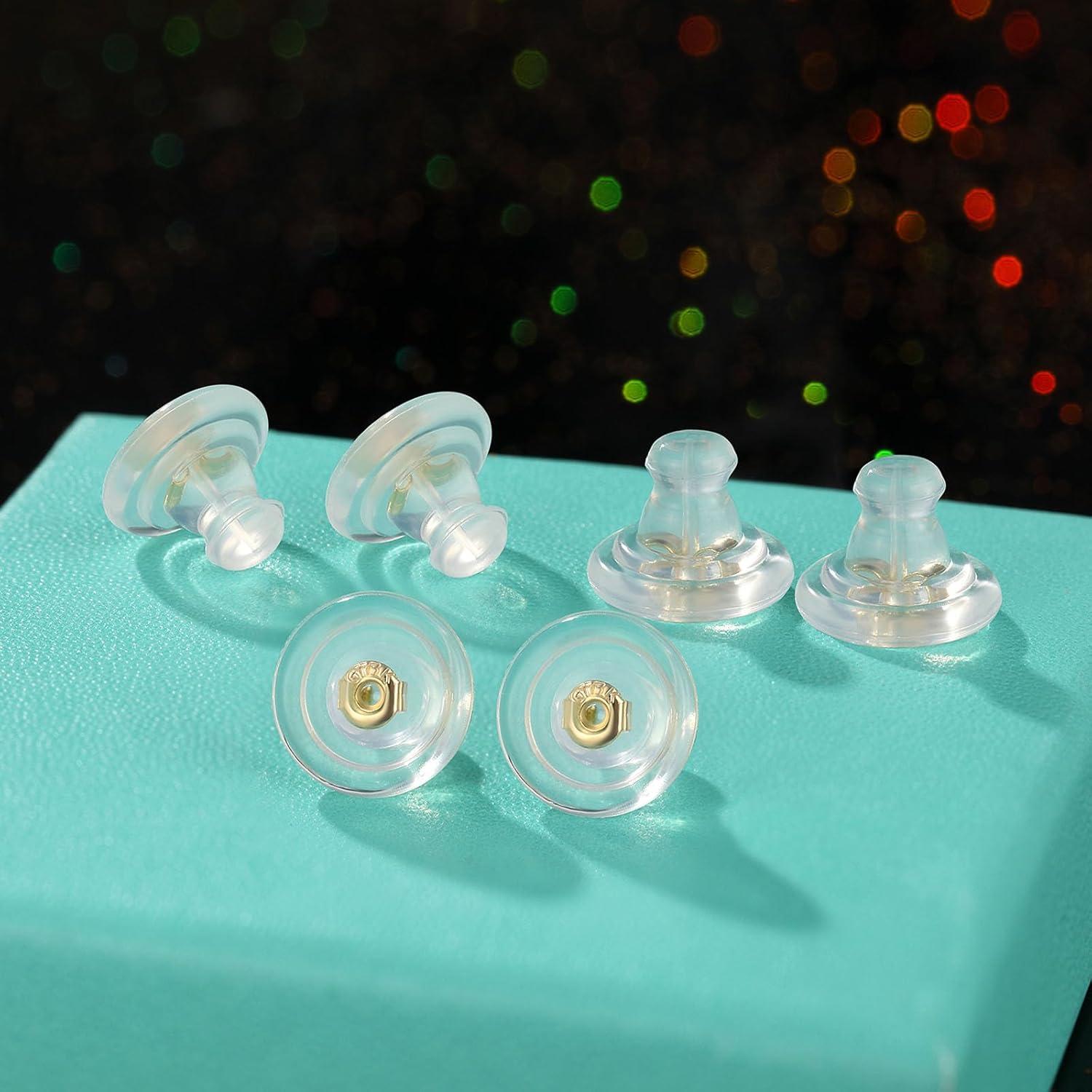 12 Piezas Respaldo de Aretes Silicona Oro 18K Hipoalergénico