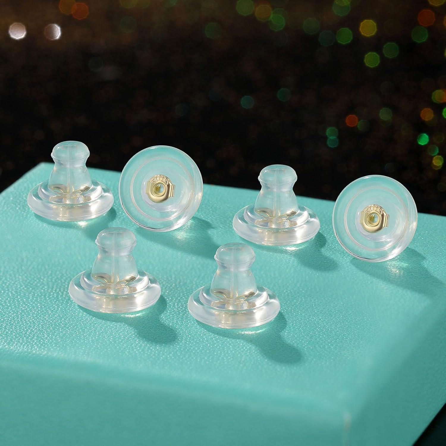 12 Piezas Respaldo de Aretes Silicona Oro 18K Hipoalergénico