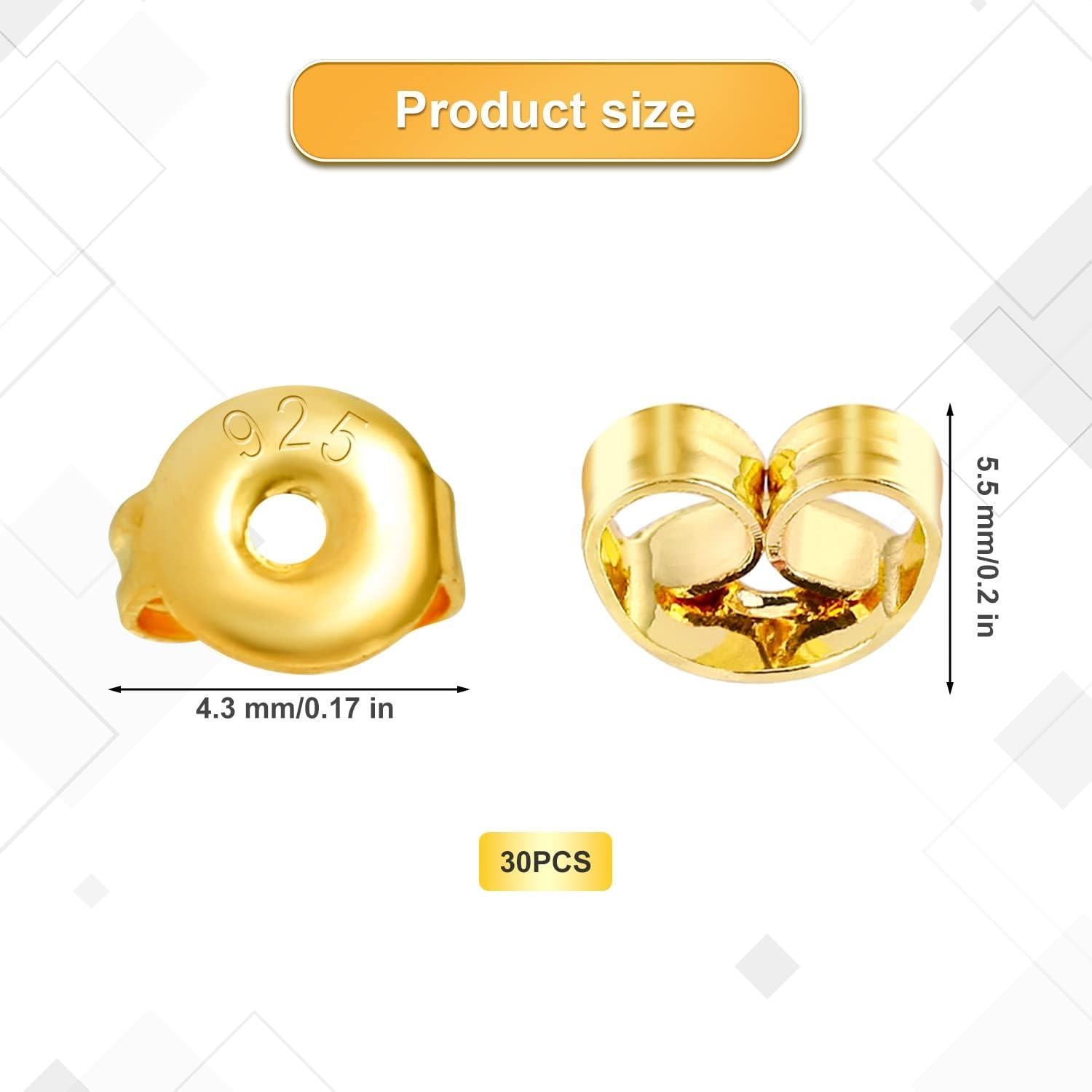 30 Respaldo de Pendientes Hipoalergénico KINBOM Oro 18K