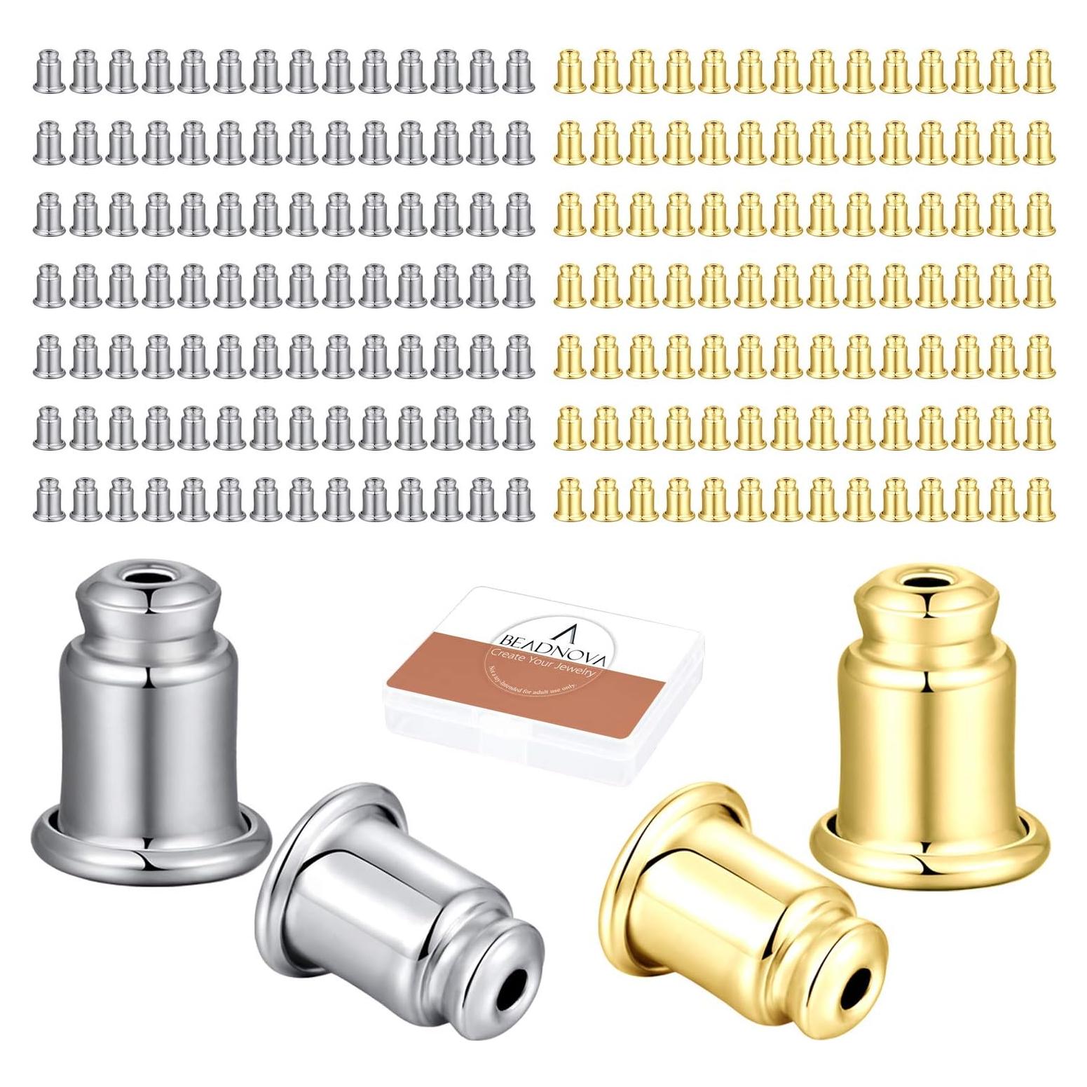Respaldo de Pendientes BEADNOVA Hipoalergénico 200pcs Oro Plata