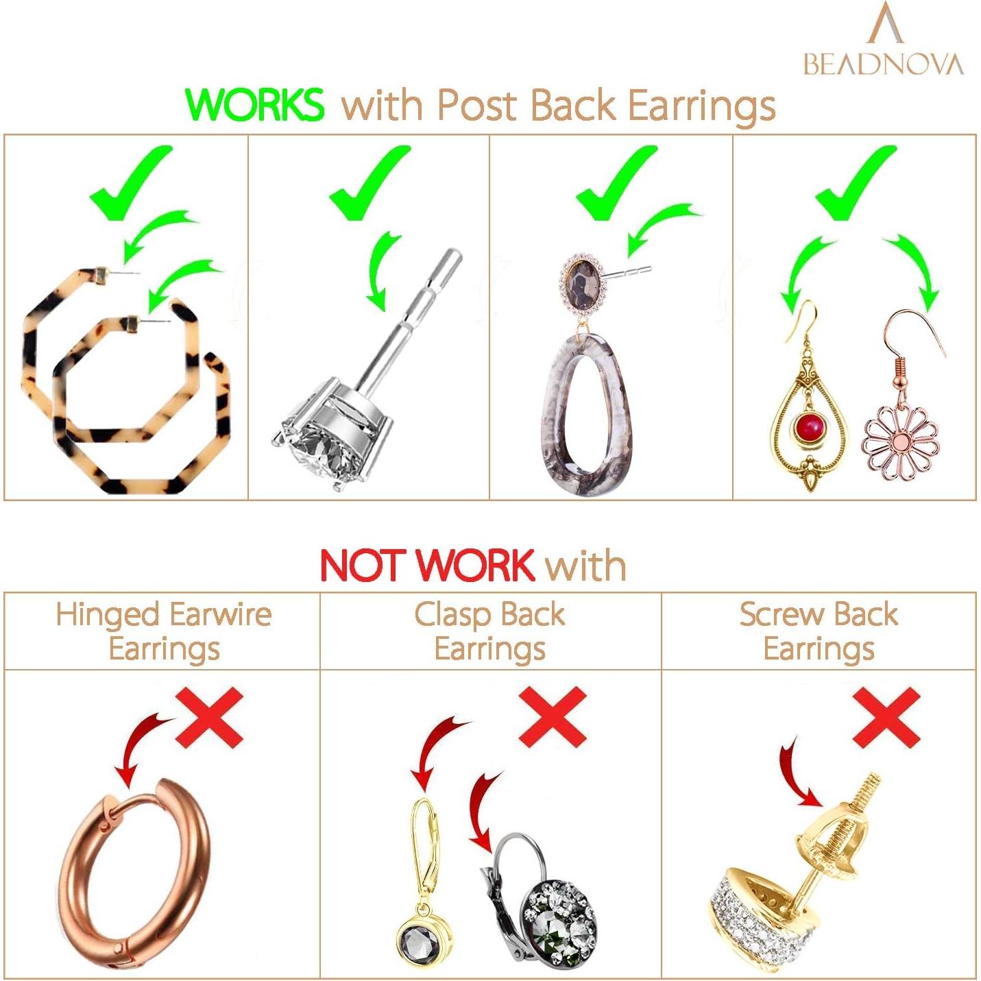 Respaldo de Pendientes BEADNOVA Hipoalergénico 200pcs Oro Plata