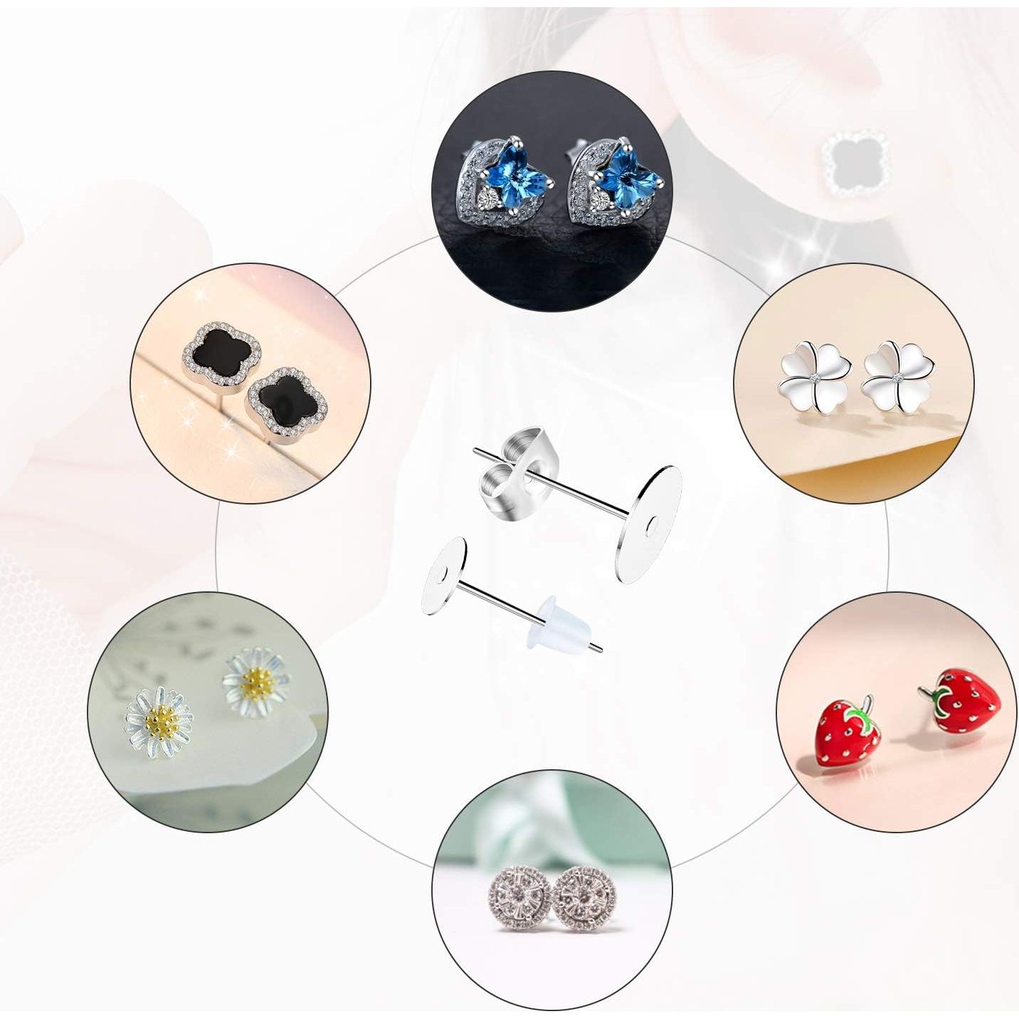 Pines de Aretes de Acero Inoxidable VERACT 500 Piezas 4mm 6mm