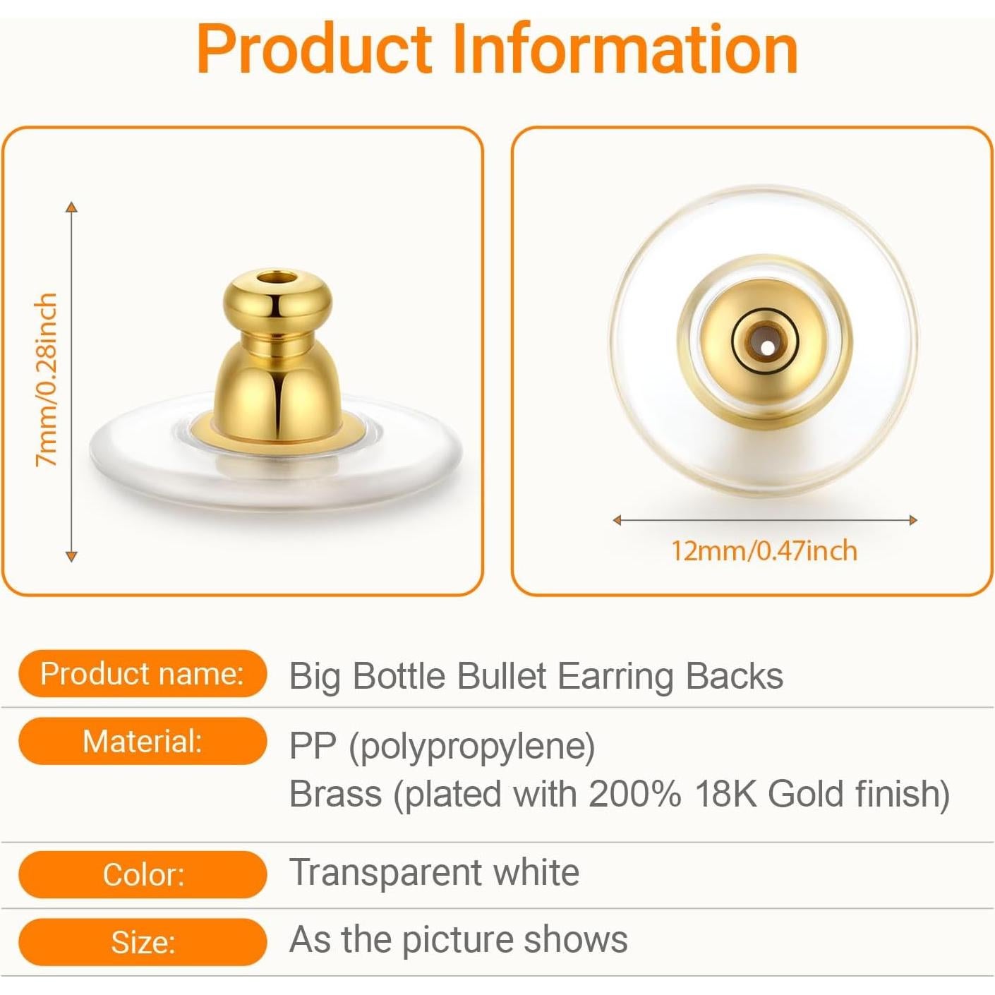 Resortes para Pendientes Pesados Hazifes 12mm Dorado 6 Pcs