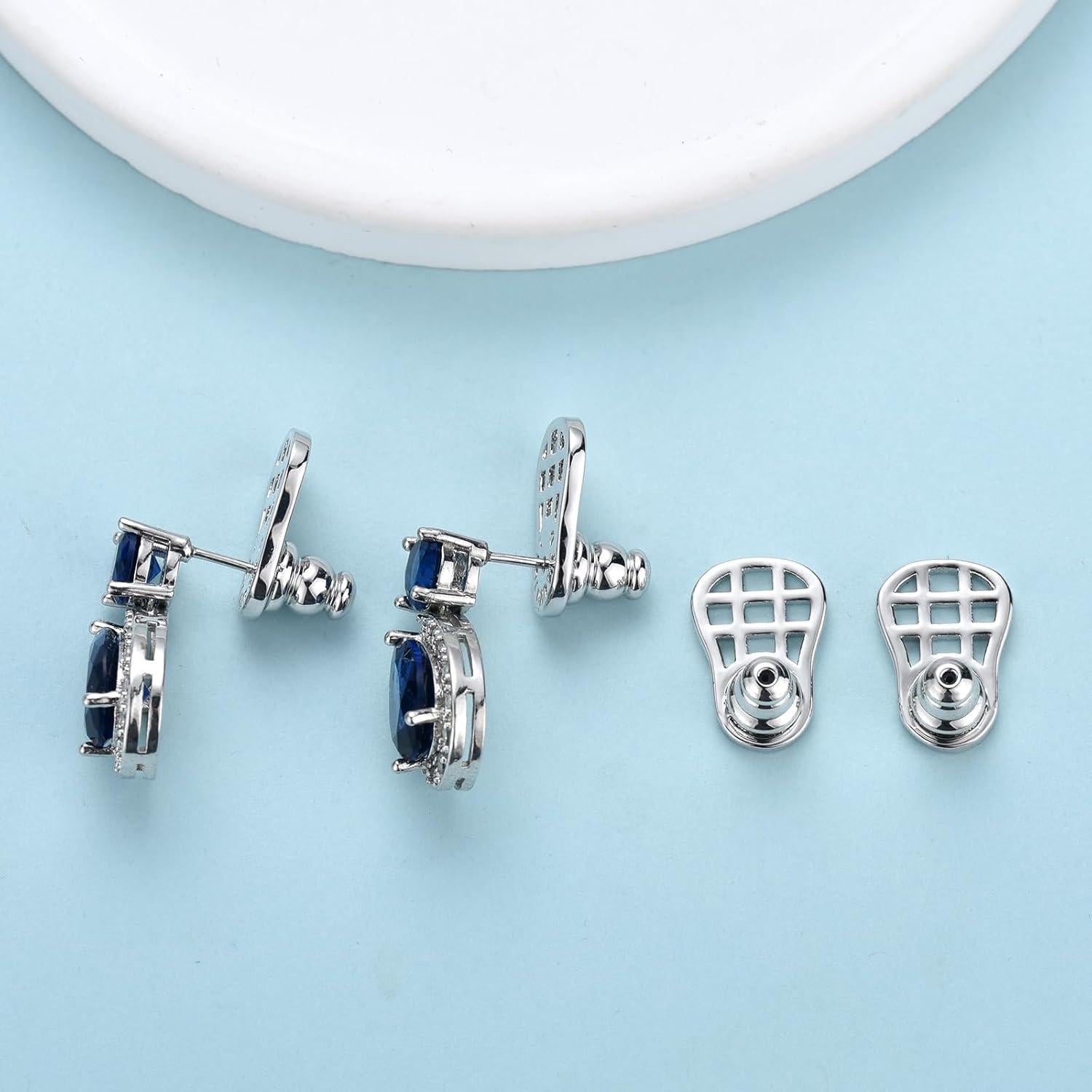 Respaldos Elevadores de Aretes JIACHARMED Oro Blanco 4 Piezas