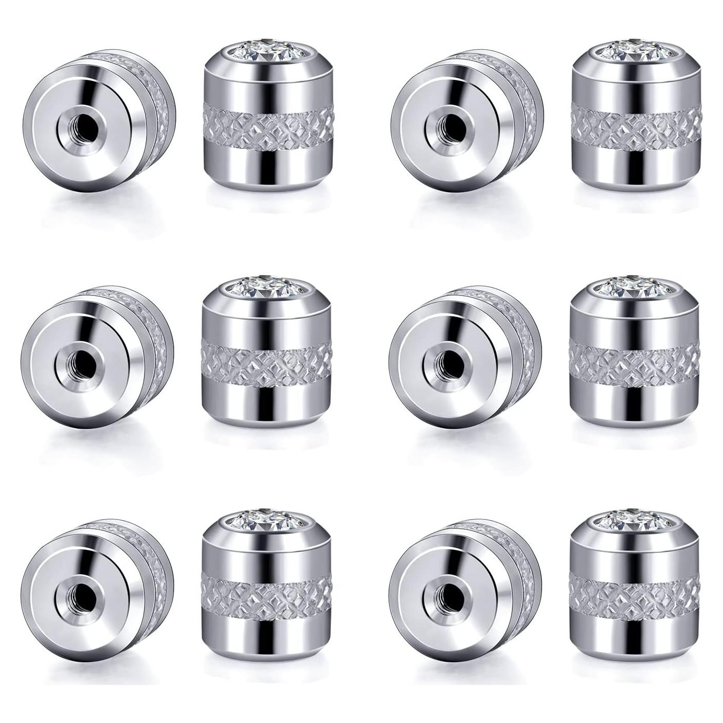 Respaldos de tornillo hipoalergénicos VOLUKA con CZ claro - 6 pares