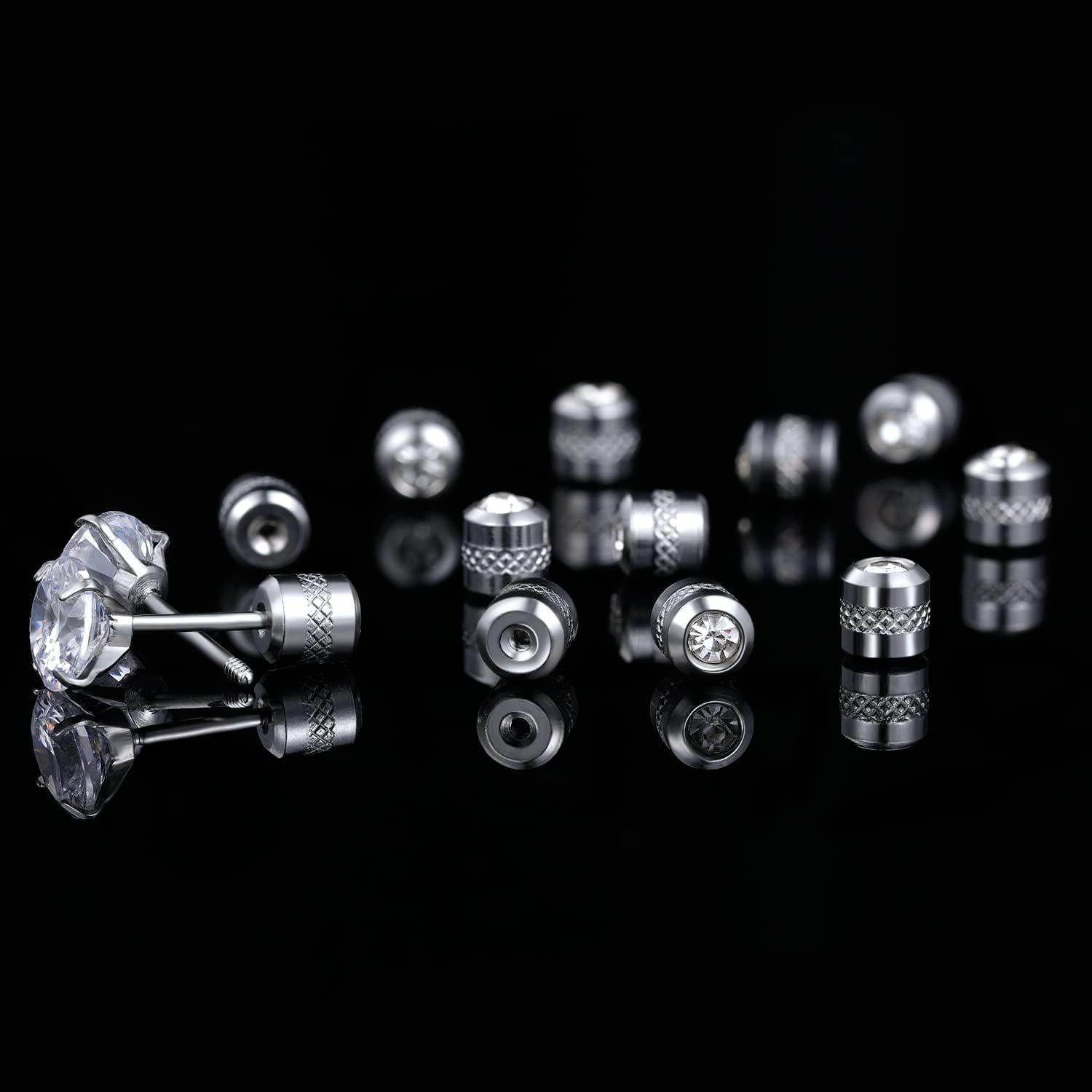 Respaldos de tornillo hipoalergénicos VOLUKA con CZ claro - 6 pares