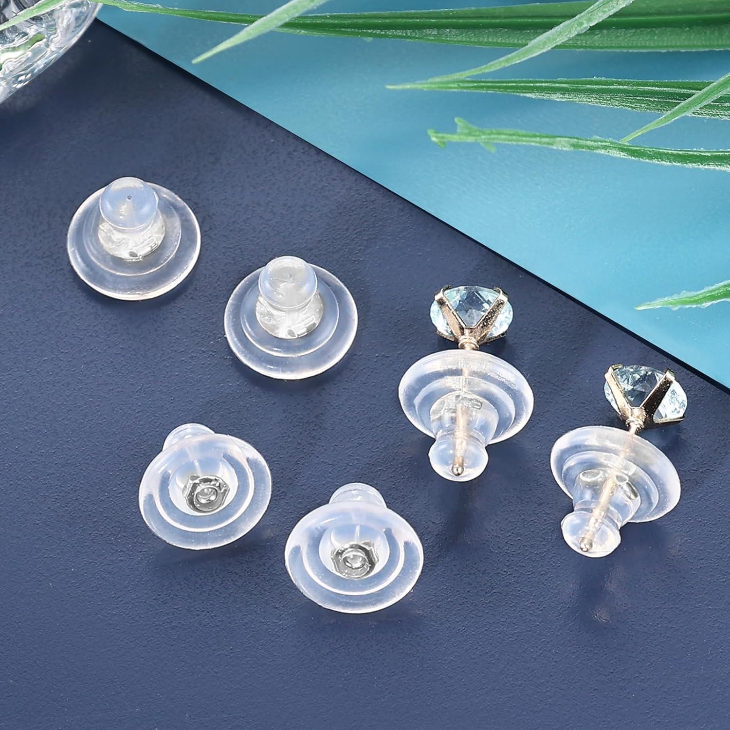 12 Respaldo de Pendientes Zithyond Oro Blanco Silicona Hipoalergénico